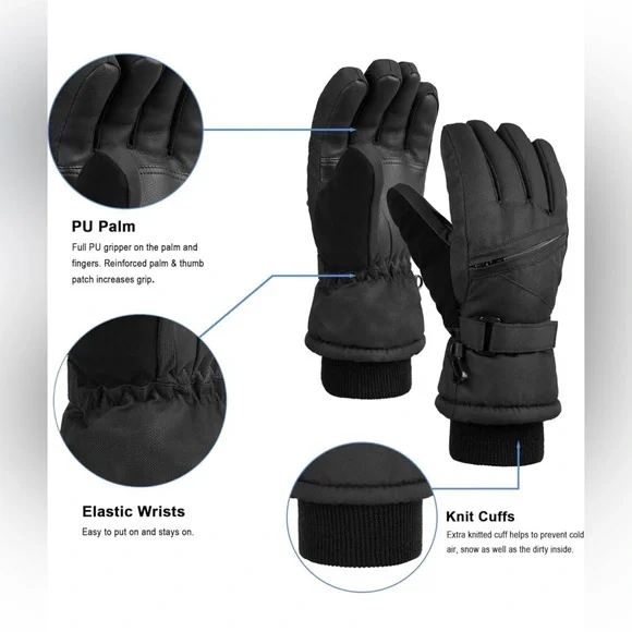 ANDORRA Kids Ski Gloves Waterproof Winter Children's Snow Gloves. SMALL - Picture 3 of 8